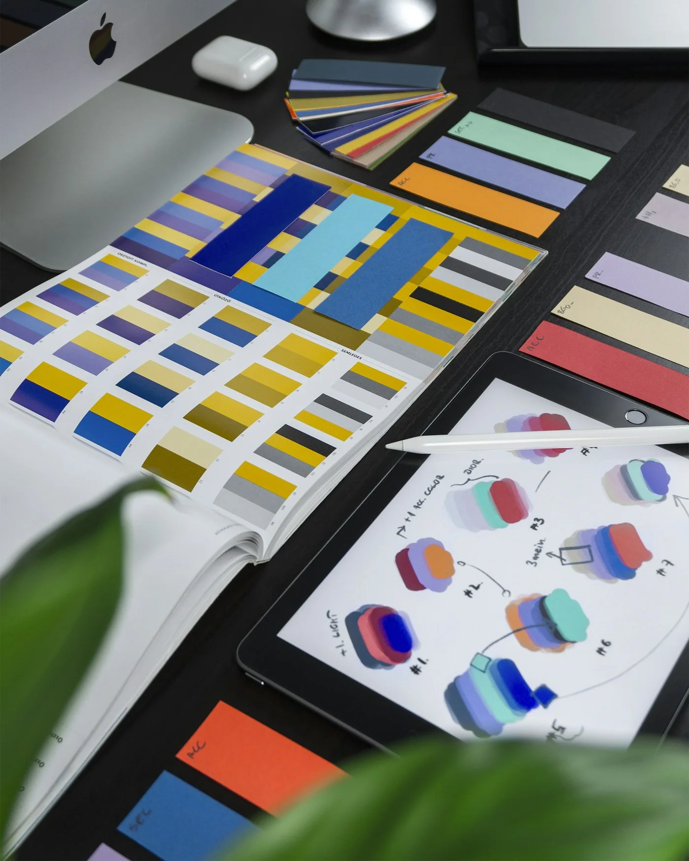 Illustrative graphic design colour and identity materials